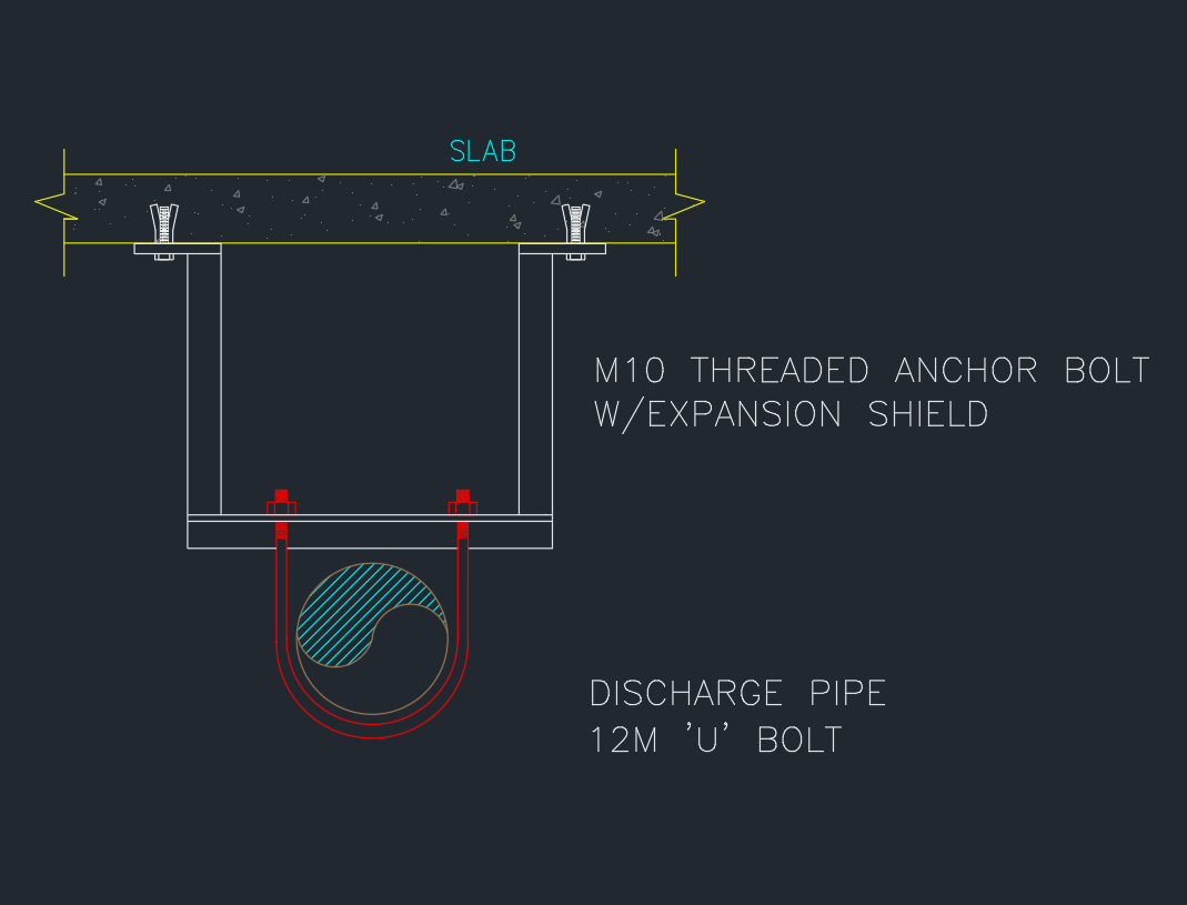Pipe Hanger Through Slab | AutoCAD Drawing