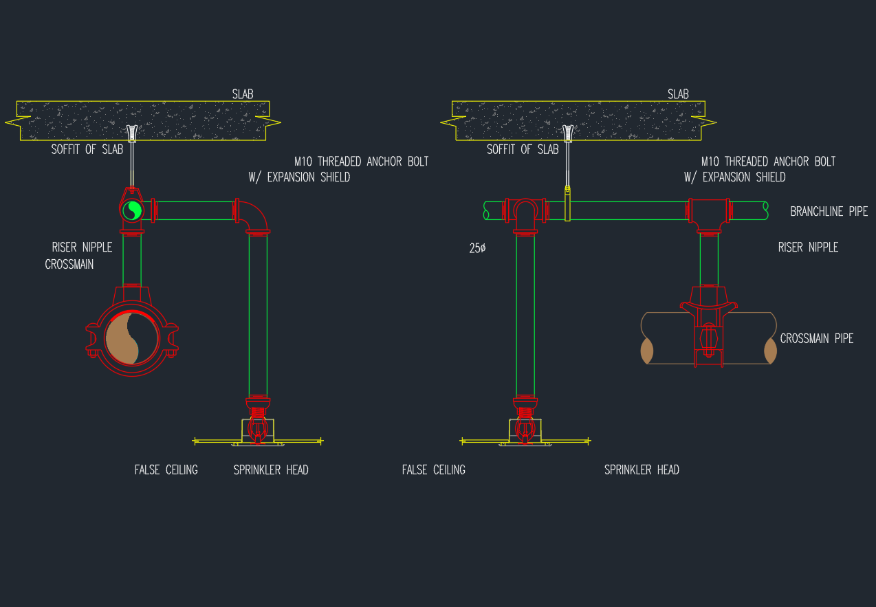 Sprinkler Head (Pendent) | AutoCAD Fire System Drawing