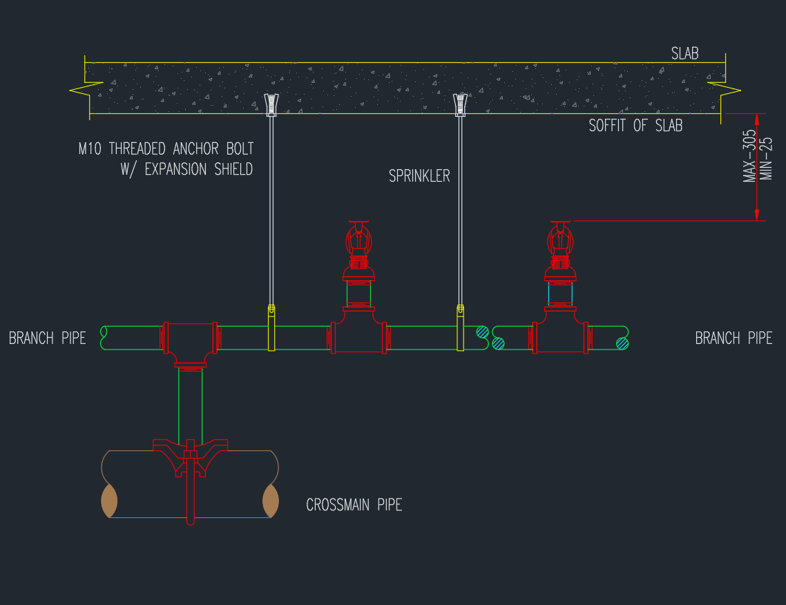 Sprinkler Head (Upright) | AutoCAD Fire System Drawing