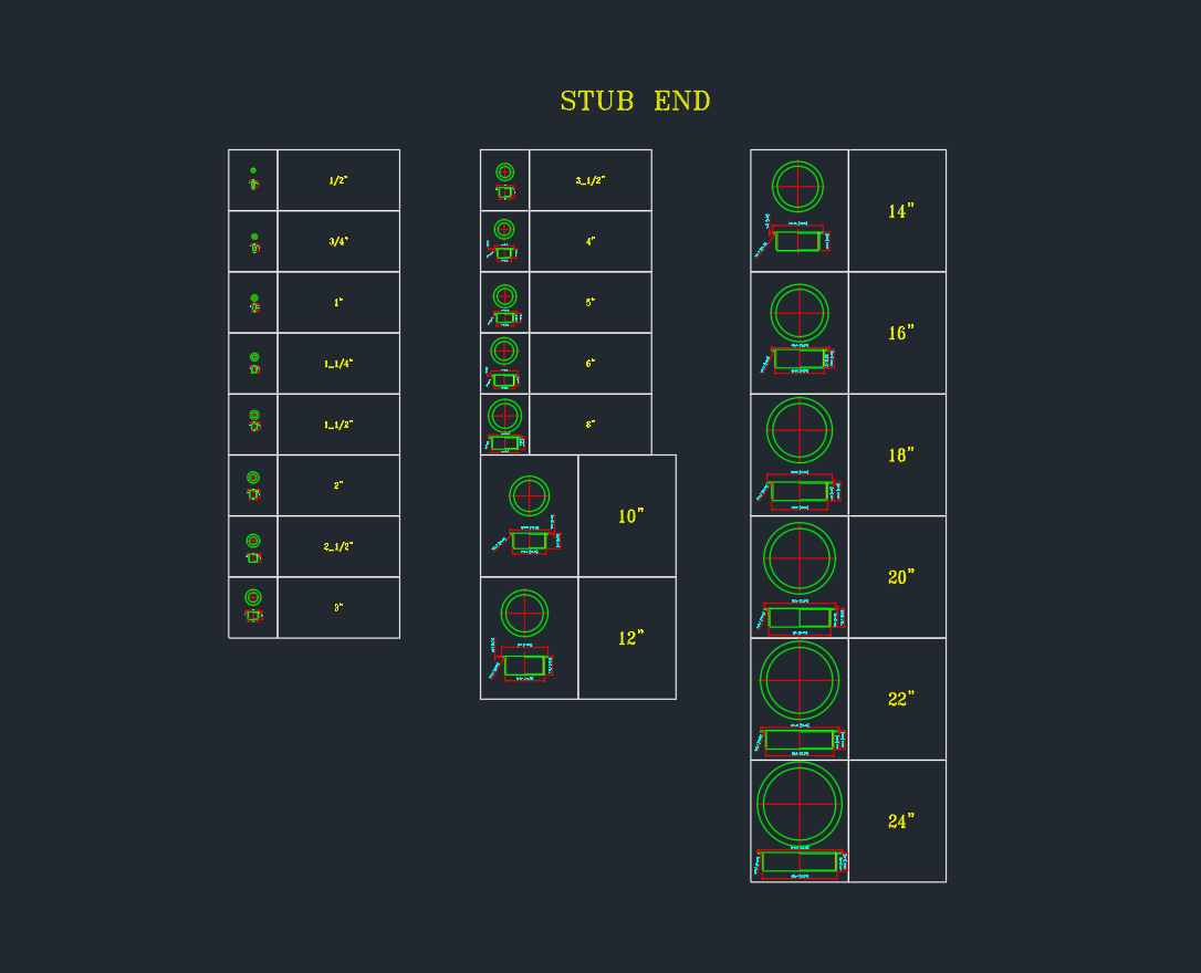 Stub End AutoCAD Drawing for Pipe Fittings Equipment