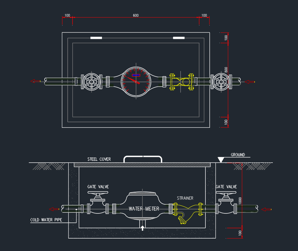 Water Meter Detail CAD Block | AutoCAD Drawing Download