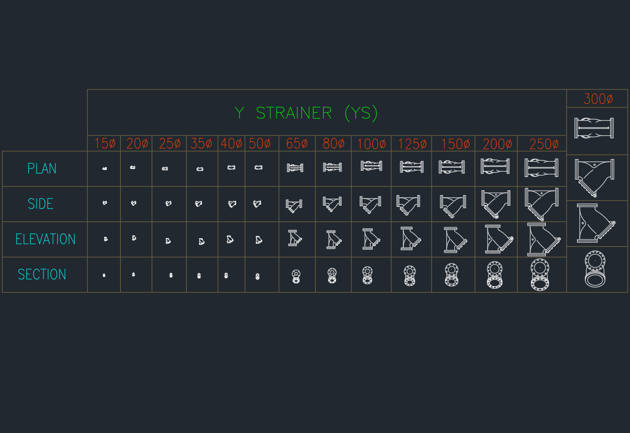 Y Type Strainer AutoCAD Drawing | Download Equipment CAD File