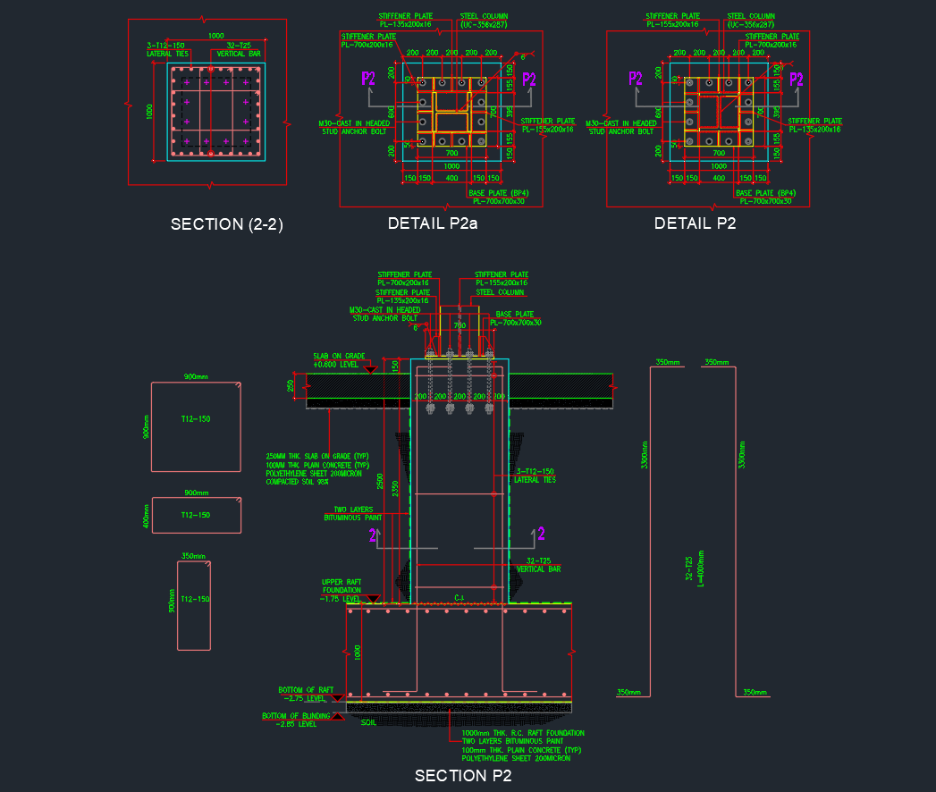 Concrete Pedestal Detail Drawing for Structural Design