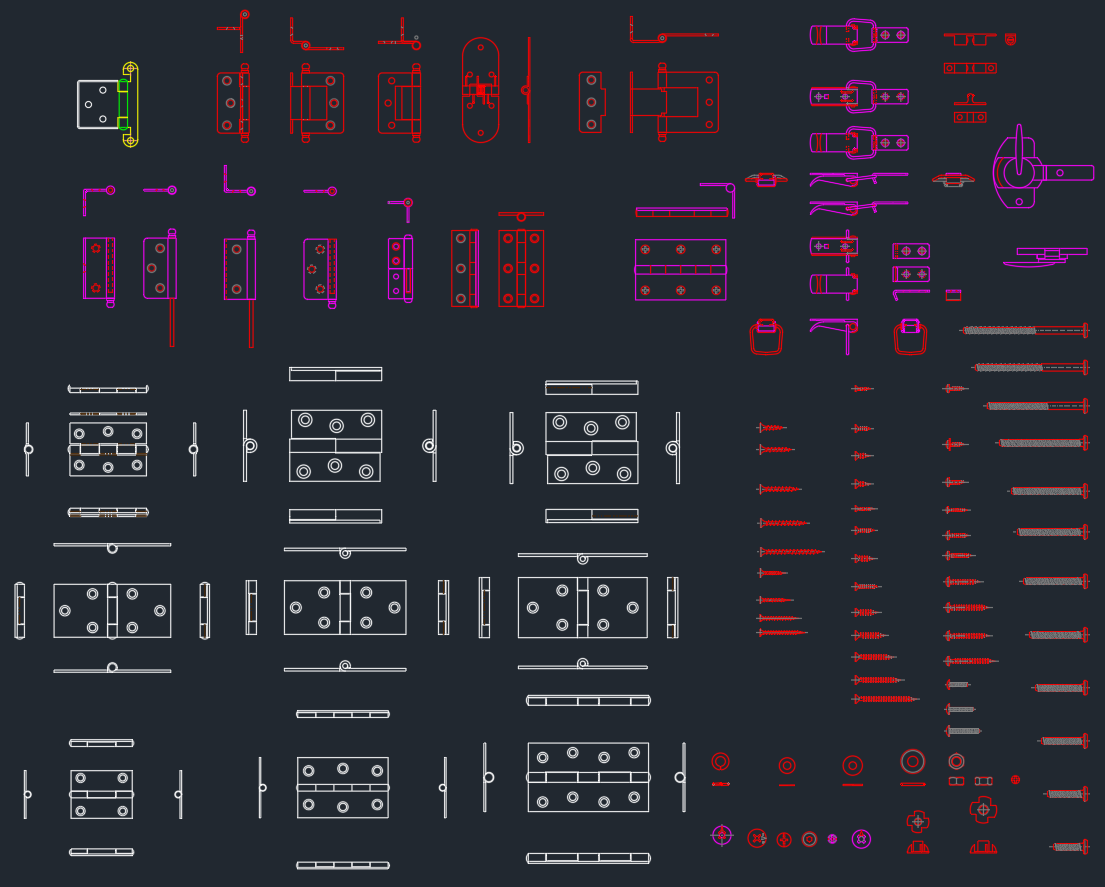 Hinges CAD Blocks | DWG Hardware for Doors and Cabinets