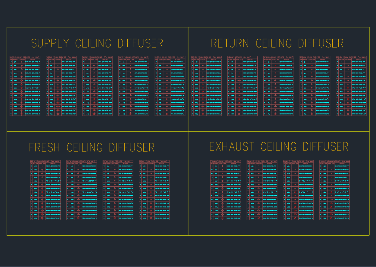 Square Diffuser CAD Blocks | AutoCAD DWG Download for HVAC